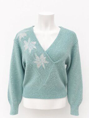 Olsen Blue Floral Knit Sweater
